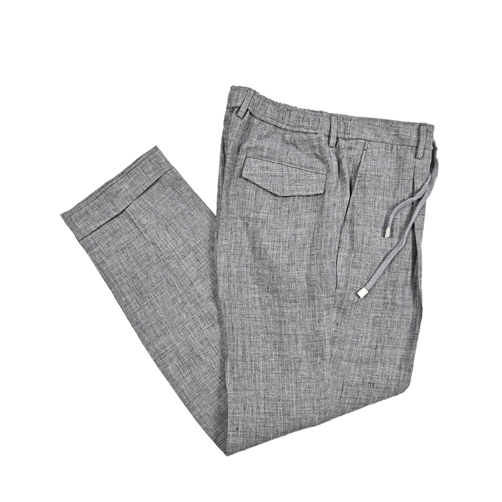 【SUMMER SALE】 バルバ BARBA 【2026年 春夏新作】 麻スラックス ワンタック 1プリーツ パンツ 春夏 メンズ リネン 100% グレー イタリア ブランド MADE IN ITALY ｜ガルダローバミラノ