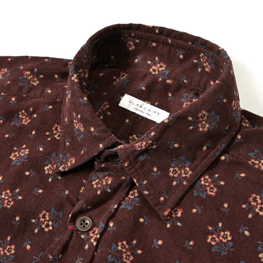 格安saleスタート グランシャツ Glanshirt シャツ レギュラーカラー 長袖 春 秋冬 メンズ コットン 100 花柄 ボルドー イタリア ブランド サイズ M 1年保証 Esdm Jatimprov Go Id