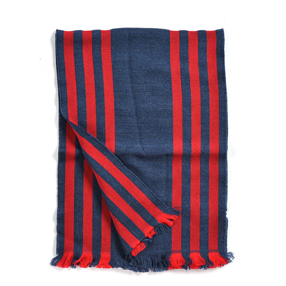 マーロ Malo マフラー ストール 秋冬 メンズ レディース 男女兼用 ウール 100 ストライプ レッド イタリア ブランド