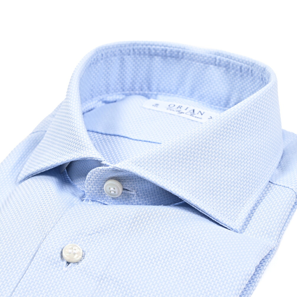 【SALE】【半額以下】【P10倍】 オリアン ORIAN Vintage Classic ヴィンテージ クラシック ドレスシャツ ホリゾンタルカラー 長袖 メンズ コットン 100% ブルー イタリア ブランド