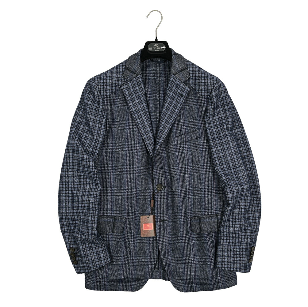 ETRO イタリア製 テーラードジャケット ギンガムチェック柄 ネイビー