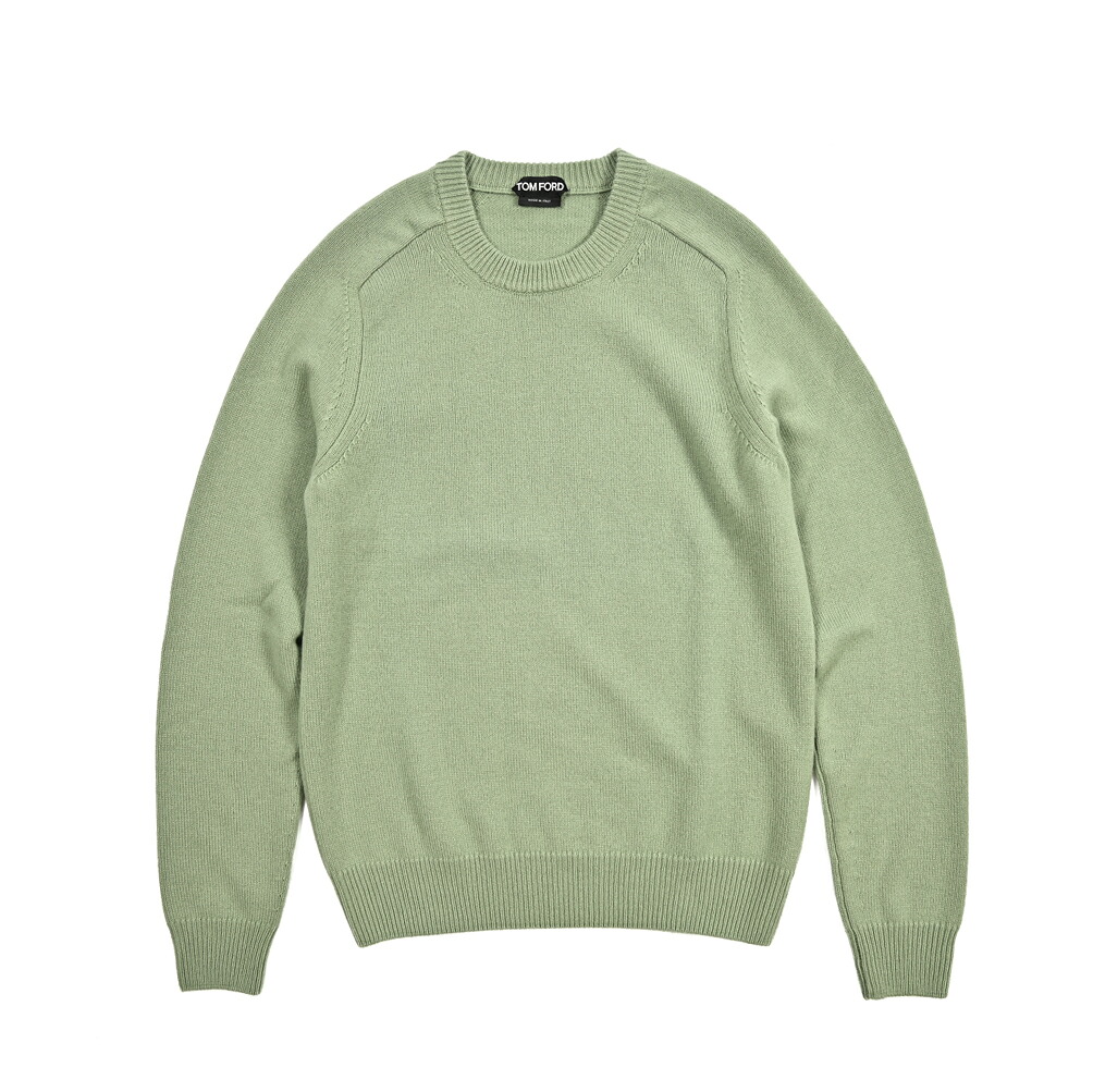 トムフォード TOM FORD CASHMERE カシミヤ サマーニットセーター クルーネック ラグランスリーブ 長袖 春夏 秋 3シーズン メンズ カシミヤ 100% グリーン イタリア ブランド MADE IN ITALY 126,500円