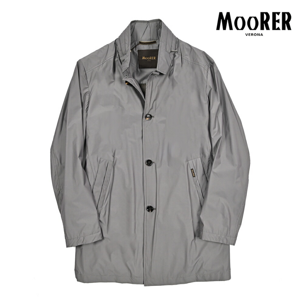 【春夏先行セール】【半額以下】 ムーレー MOORER HEKTOR-MS スタンドカラーコート フード内蔵 春夏 秋 3シーズン メンズ ライトアウター 高機能ストレッチナイロン グレー イタリア ブランド MADE IN ITALY