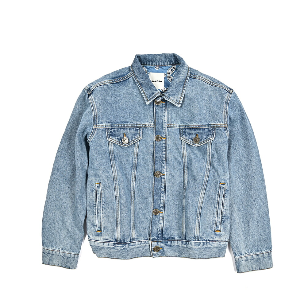 【SALE】 サンドロ SANDRO デニムジャケット Gジャン 春 秋 3シーズン メンズ ライトアウター コットン 100% ウォッシュドブルー フランス ブランド
