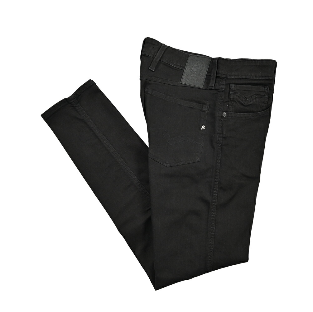 【クリアランス】【半額以下】 リプレイ REPLAY ANBASS アンバス デニムジーンズ ストレッチパンツ メンズ SLIM FIT スリムフィット POWER STREYCH パワーストレッチ コットン モダール ブラック イタリア ブランド M914Y