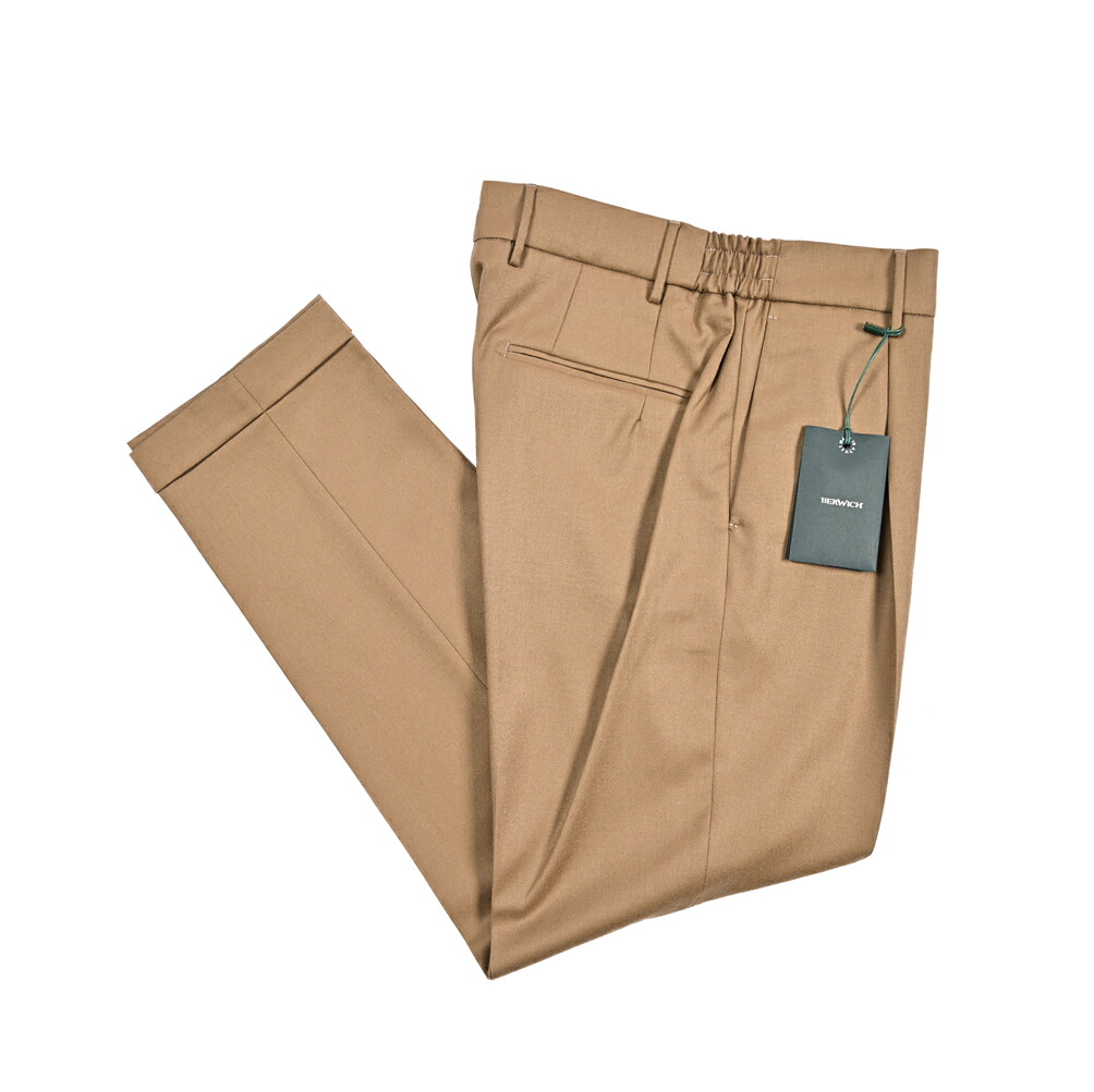 【クリアランス】【半額以下】 ベルウィッチ BERWICH XRETRO 1P レトロ スラックス ワンタック 1プリーツ イージーパンツ 秋冬 メンズ ヴァージンウール 100% ブラウン イタリア ブランド MADE IN ITALY