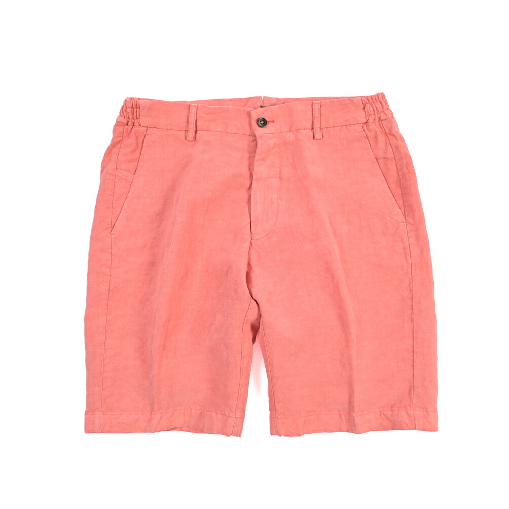 【SUMMER SALE】【30％OFF】 ベルウィッチ BERWICH BERMUDA ELAX-GD バミューダ 麻混 ショーツ ノータック ハーフパンツ ショートパンツ 春夏 メンズ 製品染め リヨセル リネン ピンク イタリア ブランド MADE IN ITALY ｜ガルダローバミラノ