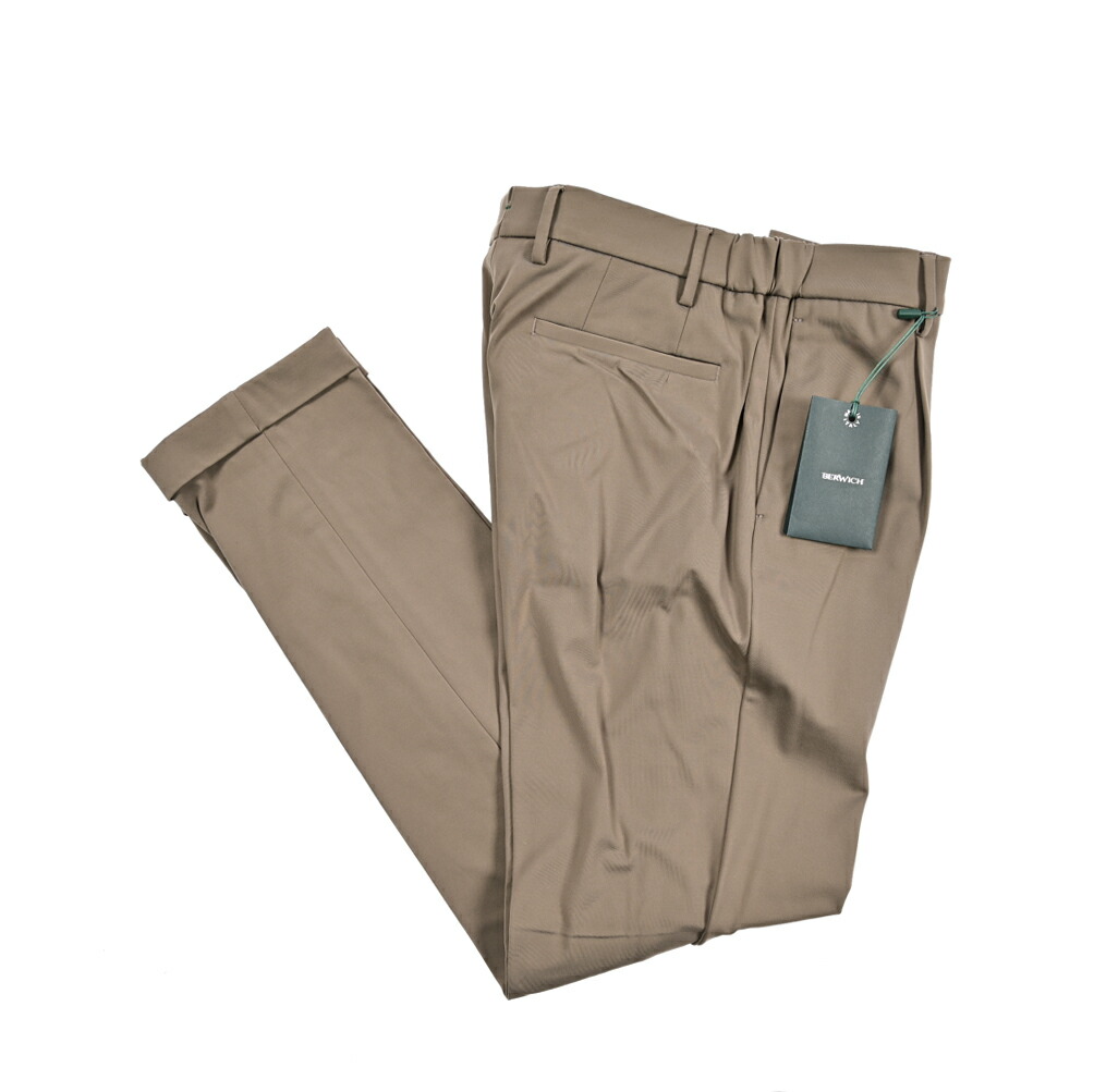 【SALE】【半額以下】 ベルウィッチ BERWICH XRETRO 1P レトロ スラックス ワンタック イージーパンツ 秋冬 メンズ 360°スーパーストレッチ 高機能ナイロン グレージュ イタリア ブランド MADE IN ITALY