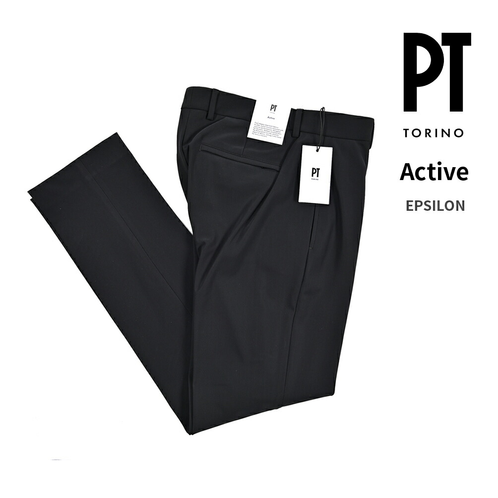 【SALE】【半額以下】 ピーティートリノ PT TORINO 【2025-26年 秋冬新作】 Active アクティブ EPSILON イプシロン スラックス 360°スーパーストレッチパンツ ノータック 秋冬 メンズ KINETIC FABRIC 高機能ナイロン ブラック