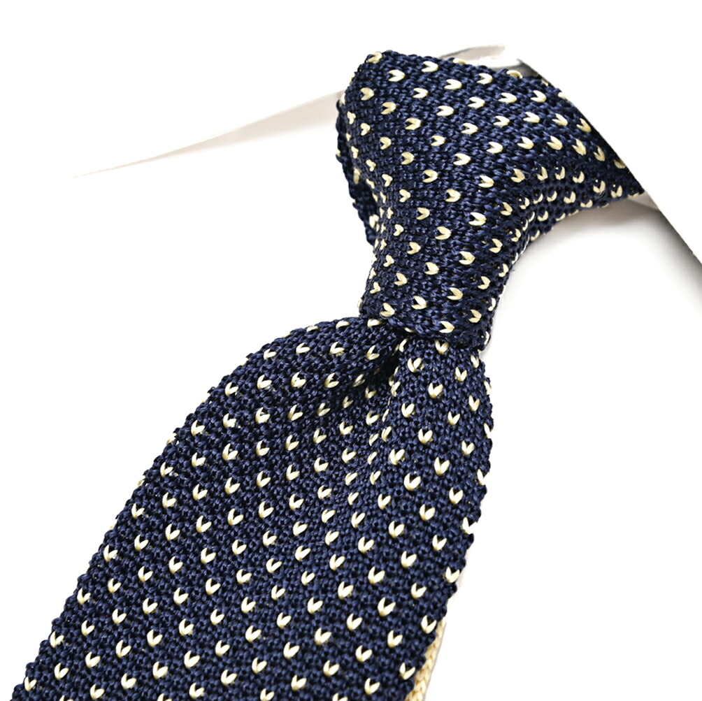 【SALE】【P20倍】 バルバ BARBA ネクタイ ニットタイ メンズ cucito a mano 手縫い仕立て シルク 100% ピンドット ネイビー ゴールド イタリア ブランド MADE IN ITALY ビジネス ギフト プレゼント ラッピング無料