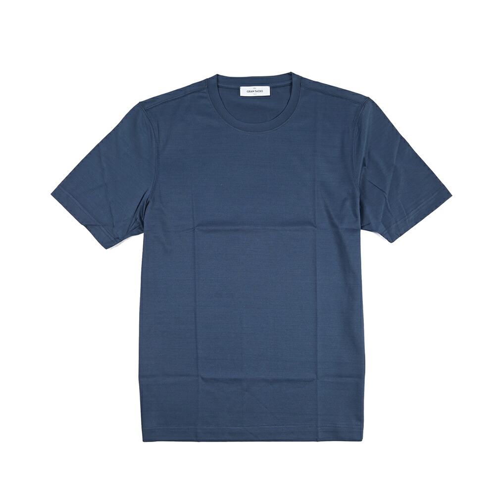 【SUMMER SALE】【P20倍】 グランサッソ GRAN SASSO 【2026年 春夏新作】 FILO SCOZIA コットンスムース Tシャツ カットソー 半袖 クルーネック 春夏 メンズ 極細番手糸 シルケット加工 コットン 100％ ネイビー イタリア ブランド MADE IN ITALY ｜ガルダローバミラノ