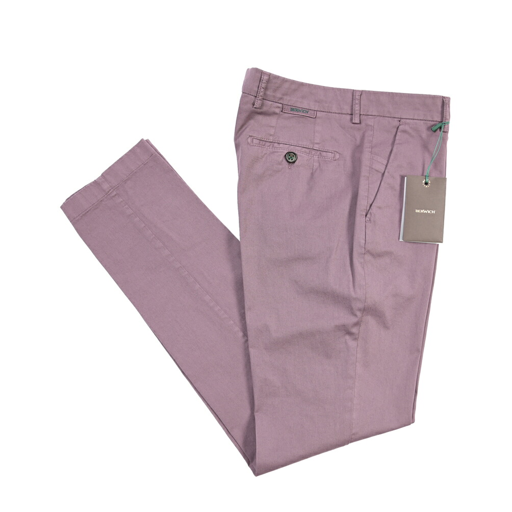 【SUMMER SALE】【半額以下】 ベルウィッチ BERWICH MORELLO-GD モレロ コットンスラックス ノータック チノ パンツ 春夏 メンズ コットン ストレッチ パープル イタリア ブランド MADE IN ITALY ｜ガルダローバミラノ