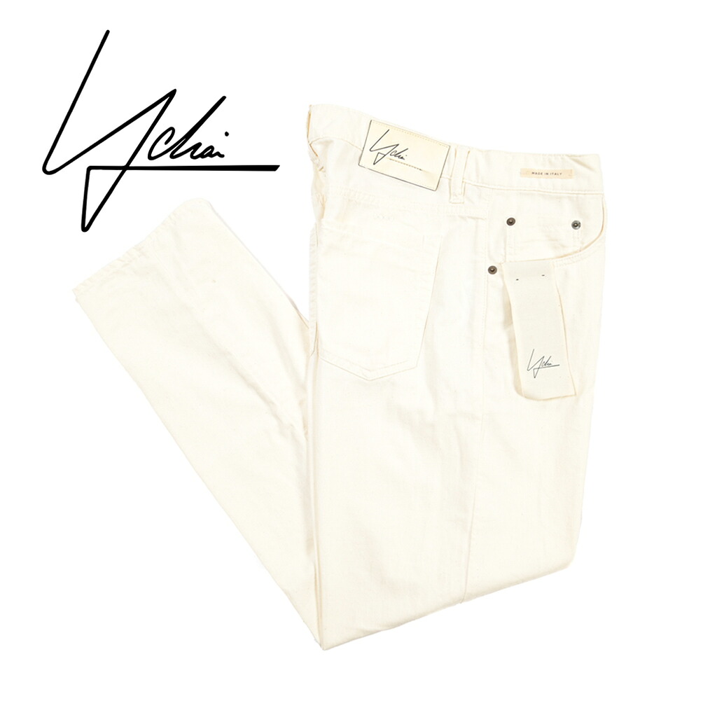 【SUMMER SALE】【30％OFF】 イカイ YCHAI ROBUSTO ロブスト デニムジーンズ 5ポケット パンツ 春夏 メンズ TAPERED FIT テーパードフィット コットン 100% ホワイト イタリア ブランド MADE IN ITALY ｜ガルダローバミラノ