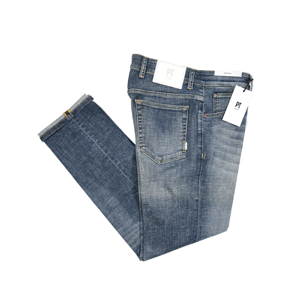 【春夏先行セール】 ピーティートリノ デニム PT TORINO DENIM REGGAE レゲエ TAPERED テーパード デニムジーンズ 5ポケット パンツ メンズ コットン ストレッチ ブルー イタリア ブランド PT05