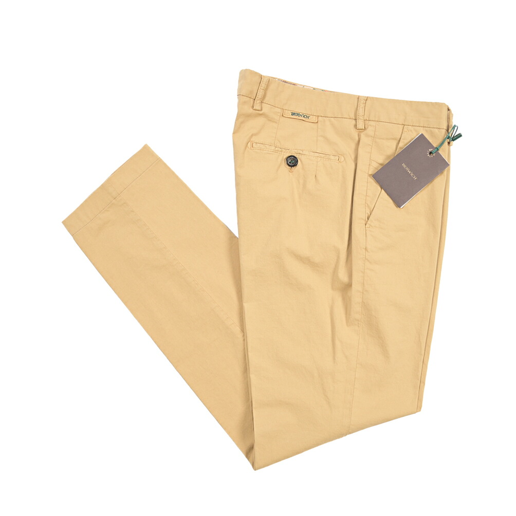 【SUMMER SALE】【半額以下】 ベルウィッチ BERWICH MORELLO-GD モレロ コットンスラックス ノータック チノ パンツ 春夏 メンズ コットン ストレッチ ベージュ イタリア ブランド MADE IN ITALY ｜ガルダローバミラノ