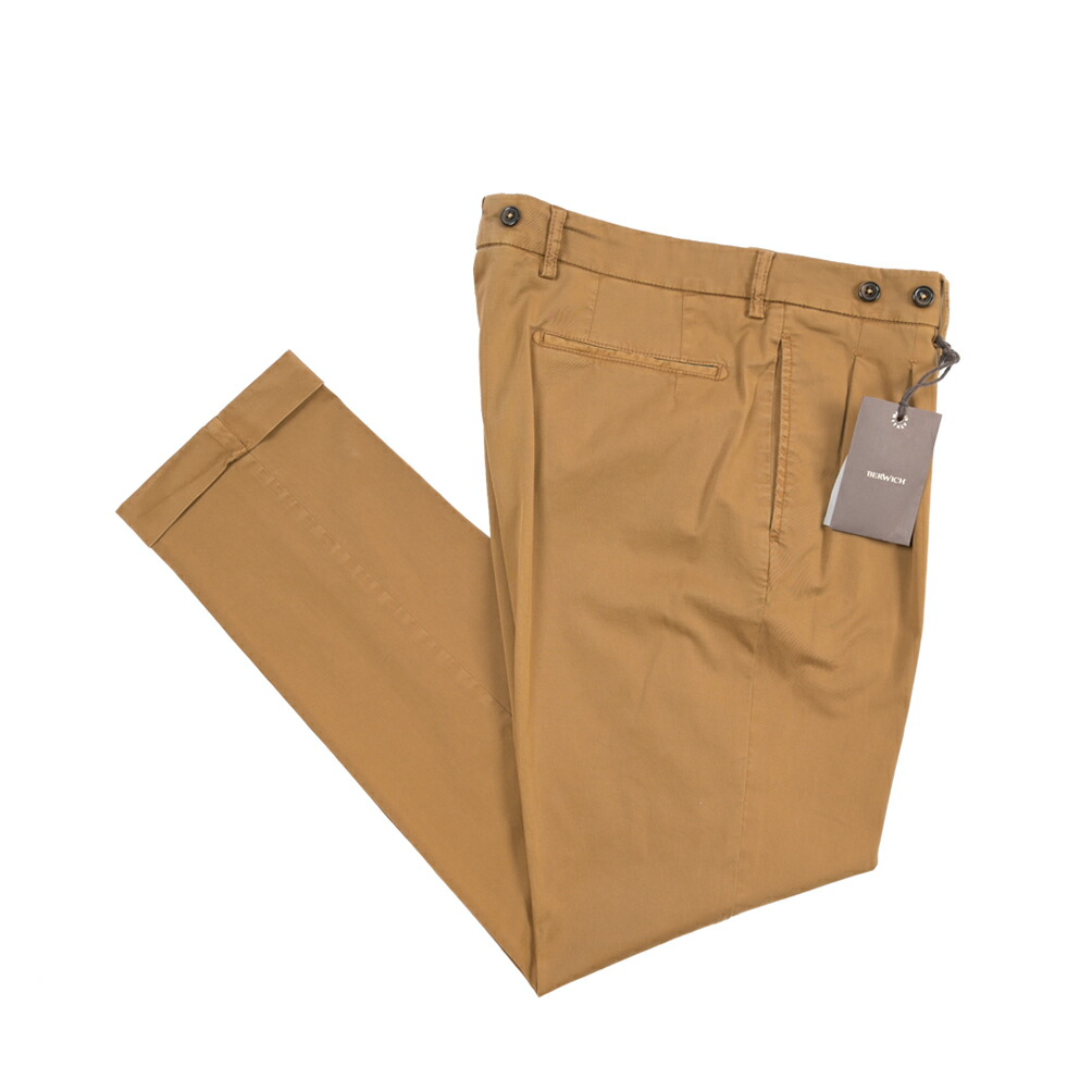 【SUMMER SALE】【半額以下】 ベルウィッチ BERWICH BARBER-GD 2P バーバー コットンスラックス ツータック チノ パンツ 春夏 メンズ CONTEMPORARY FIT コットン ストレッチ ブラウン イタリア ブランド MADE IN ITALY |ガルダローバミラノ