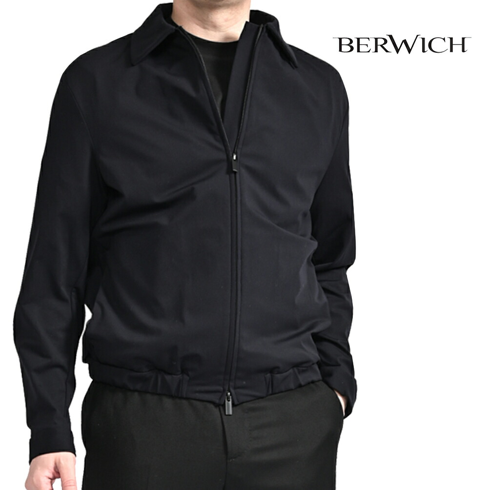 【SALE】【半額以下】 ベルウィッチ BERWICH JMIDDLE MAN ジェイミドル ジップアップブルゾン シャツジャケット 長袖 春夏 メンズ ライトアウター 360°スーパーストレッチ light jersey soft ブラック イタリア ブランド MADE IN ITALY
