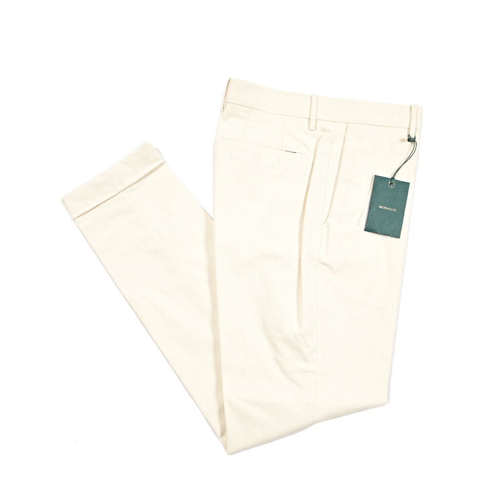 【SALE】【半額以下】 ベルウィッチ BERWICH YRETRO LONG レトロ コットンスラックス ノータック パンツ 秋冬 メンズ コットン ストレッチ 微起毛 オフホワイト イタリア ブランド MADE IN ITALY