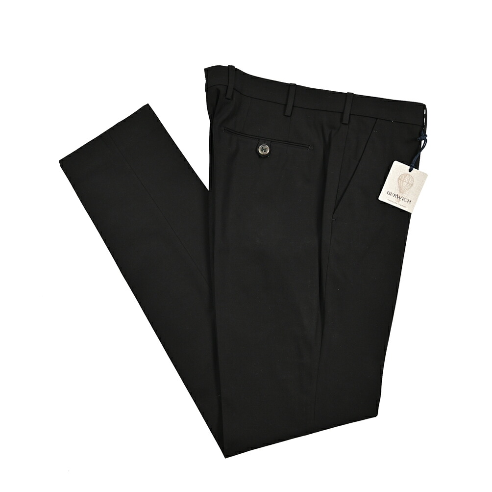 【SALE】【半額以下】 ベルウィッチ BERWICH MORELLO モレロ コットンスラックス ノータック パンツ 春夏 秋 3シーズン メンズ コットンストレッチ ブラック イタリア ブランド MADE IN ITALY
