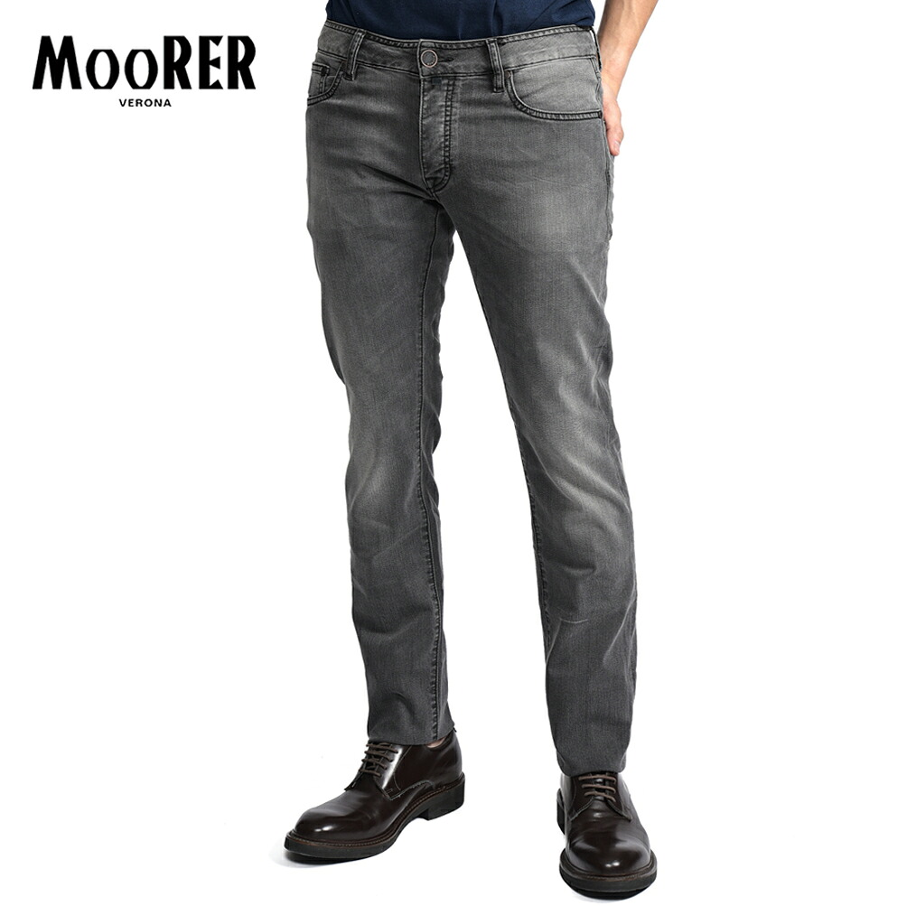 【SUMMER SALE】【30%OFF】 ムーレー MOORER CREDI-PS701 デニムジーンズ 5ポケット パンツ メンズ スリムフィット Japanese Fabric Comfort Denim コンフォートデニム コットンストレッチ グレー イタリア ブランド MADE IN ITALY |ガルダローバミラノ