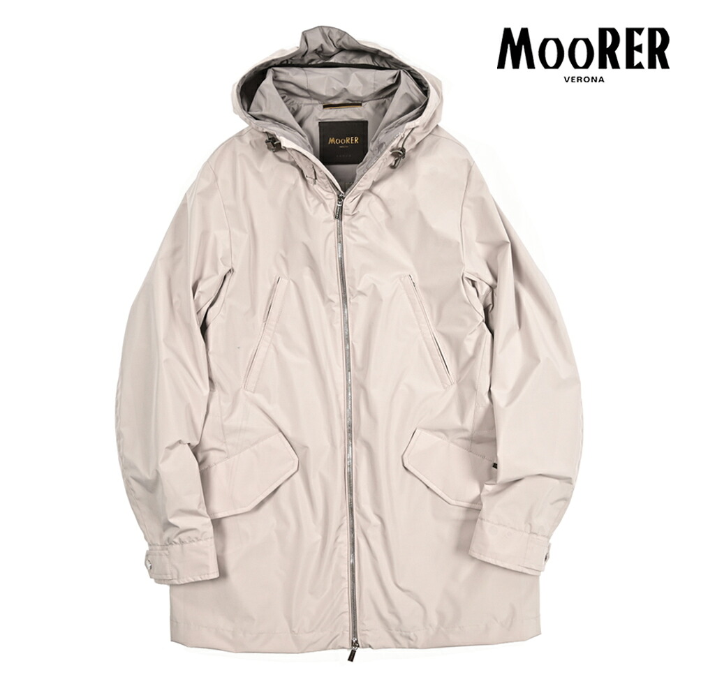 【春夏先行セール】【半額以下】 ムーレー MOORER ALVIN-STP フーディー ジップアップレインコート 春夏 秋 3シーズン メンズ ライトアウター ACQUA PROOF 防水透湿 ポリエステル 100% ライトベージュ イタリア ブランド MADE IN ITALY 75,625円