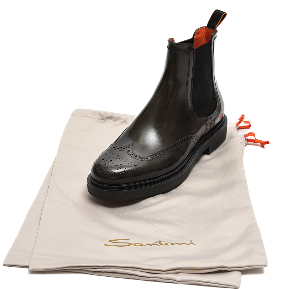 サントーニ Santoni アンティークドレザー ウィングチップ ブランド