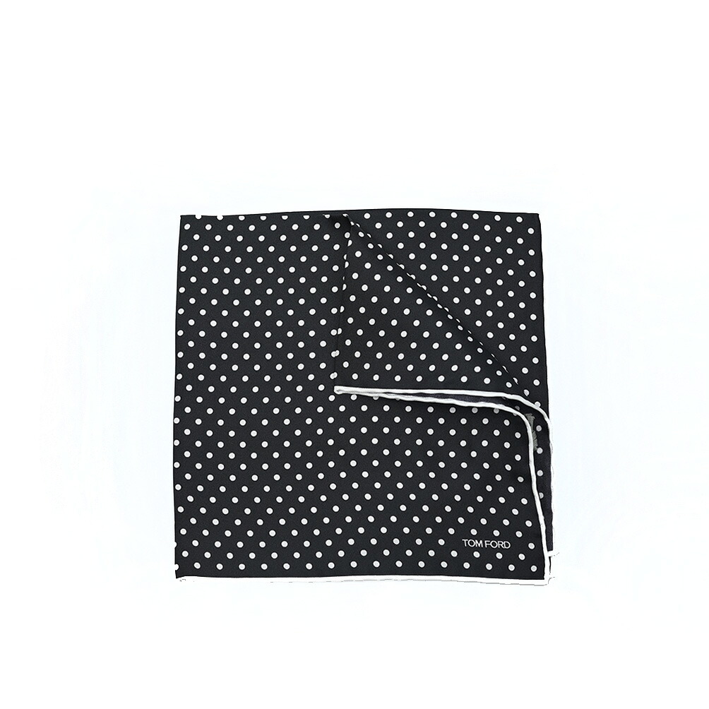【SUMMER SALE】【P20倍】 トムフォード TOM FORD ポケットチーフ メンズ シルク 100% ドット ブラック イタリア ブランド MADE IN ITALY フォーマル パーティー 結婚式 ギフト プレゼント ｜ガルダローバミラノ