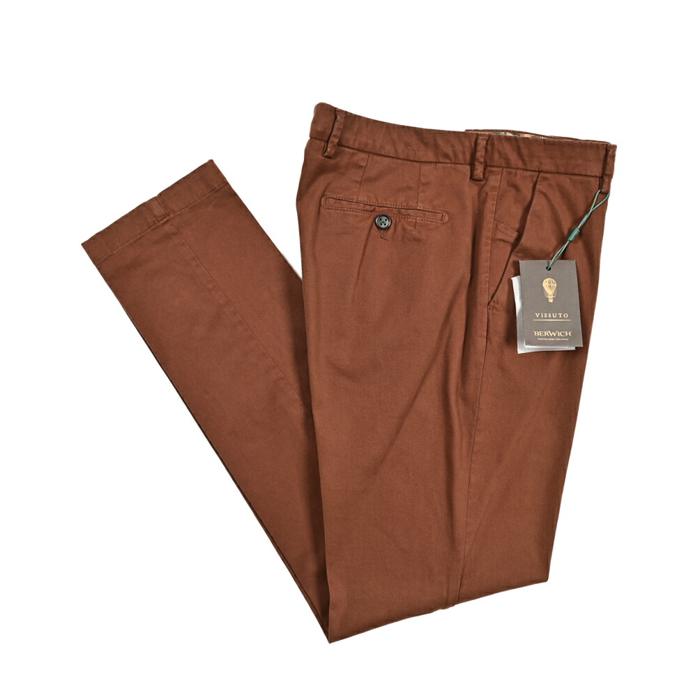 未使用✨BERWICH ストレッチ スラックス チノパン 48 L相当 ブラウン 414305_1.jpg