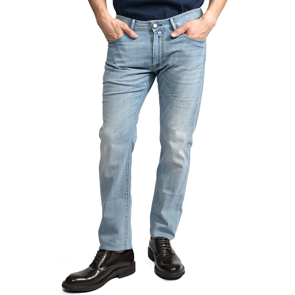 【春夏先行セール】【半額以下】 ムーレー MOORER CREDI-PS705 デニムジーンズ 5ポケット パンツ メンズ スリムフィット Japanese Fabric コットンストレッチ ライトブルー イタリア ブランド MADE IN ITALY 41,113円