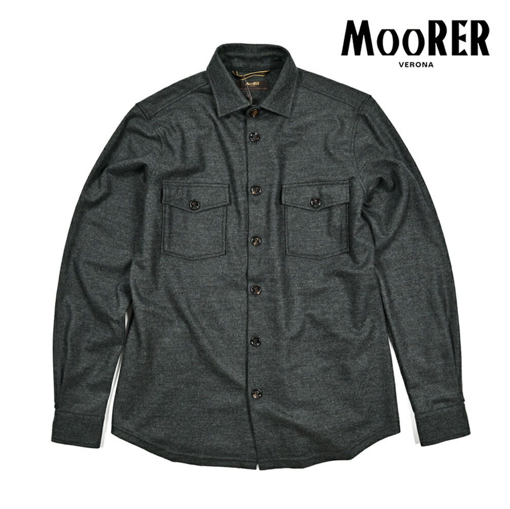 ムーレー MOORER MEYER-THA カジュアルシャツ シャツジャケット レギュラーフィット セミワイドカラー 長袖 秋冬 春 3シーズン メンズ ウール ナイロン ダークグレー イタリア ブランド MADE IN ITALY |ガルダローバミラノ