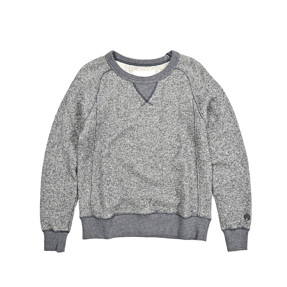 シックスインザモーニング SIX IN THE MORNING スウェットシャツ プルオーバー クルーネック 春夏 メンズ レディース ユニセックス コットン 100％ 杢 ネイビー MADE IN JAPAN