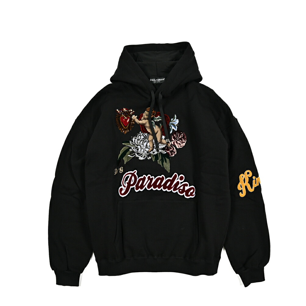 【Dolce & Gabbana】DG刺繍入りジップアップジャージパーカー Zip-up hoodie with all-over DG print in Black for Men