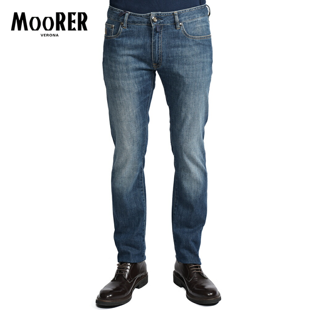 【春夏先行セール】【半額以下】 ムーレー MOORER CREDI-PS705 デニムジーンズ 5ポケット パンツ メンズ スリムフィット Japanese Fabric コットンストレッチ ブルー イタリア ブランド MADE IN ITALY 41,113円