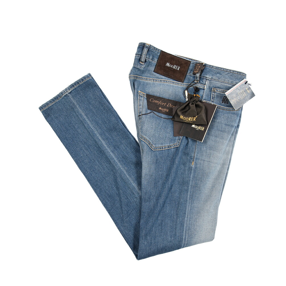 【春夏先行セール】【半額以下】 ムーレー MOORER CREDI-PS705 デニムジーンズ 5ポケット パンツ メンズ スリムフィット Japanese Fabric コットンストレッチ ブルー イタリア ブランド MADE IN ITALY