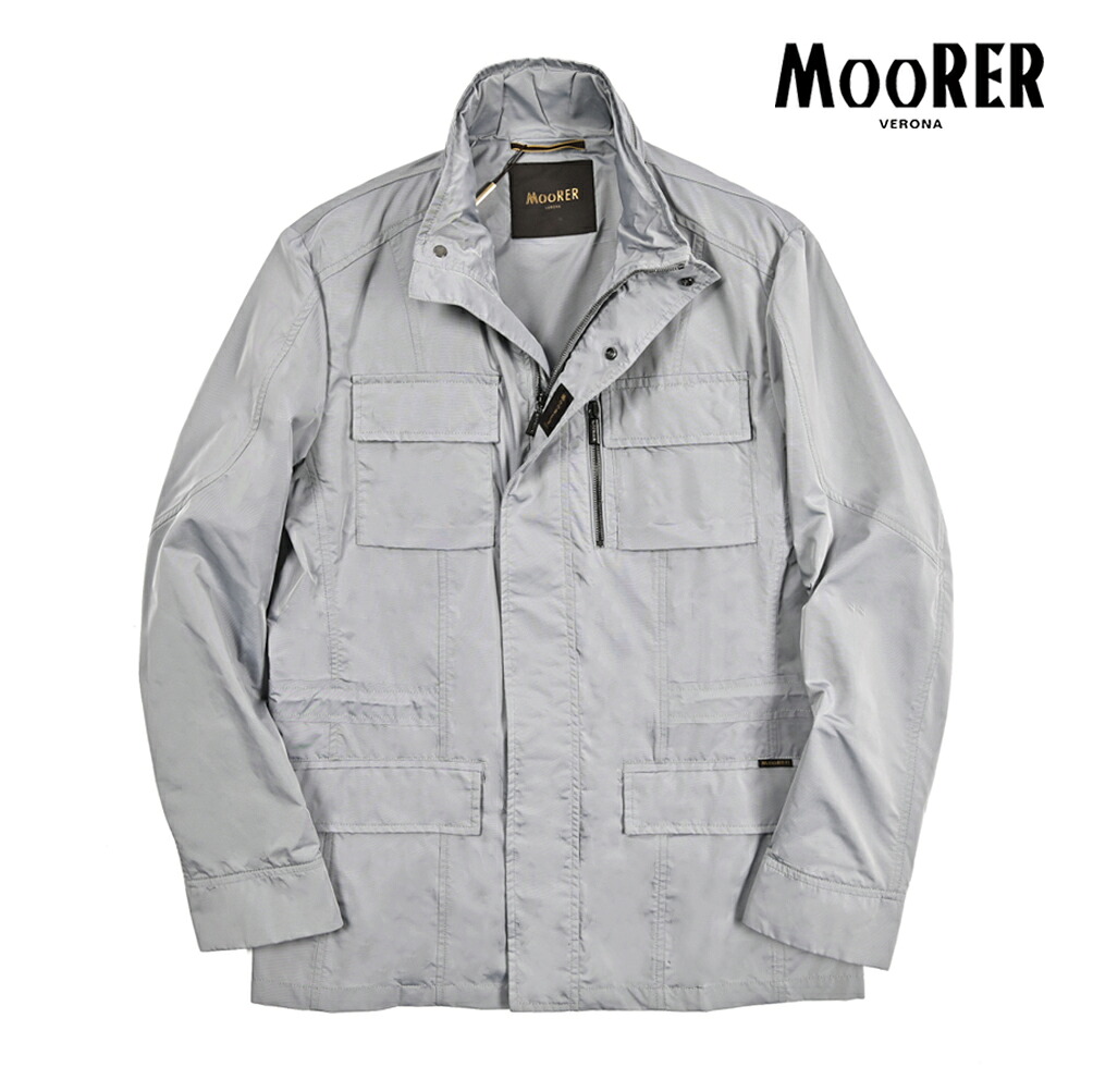 【春夏先行セール】【半額以下】 ムーレー MOORER MANOLO-KM フィールドジャケット M-65 スタンドカラーブルゾン 春夏 秋 3シーズン メンズ ライトアウター 撥水 形状記憶 高密度ポリエステル 100% グレー イタリア ブランド MADE IN ITALY