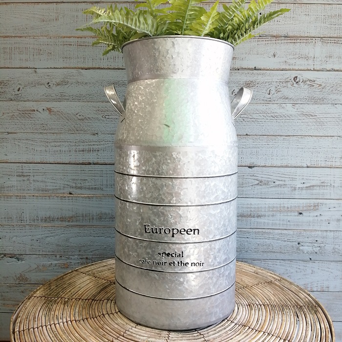 楽天市場】ブリキのアンティークミルク缶 プランター 大【鉢