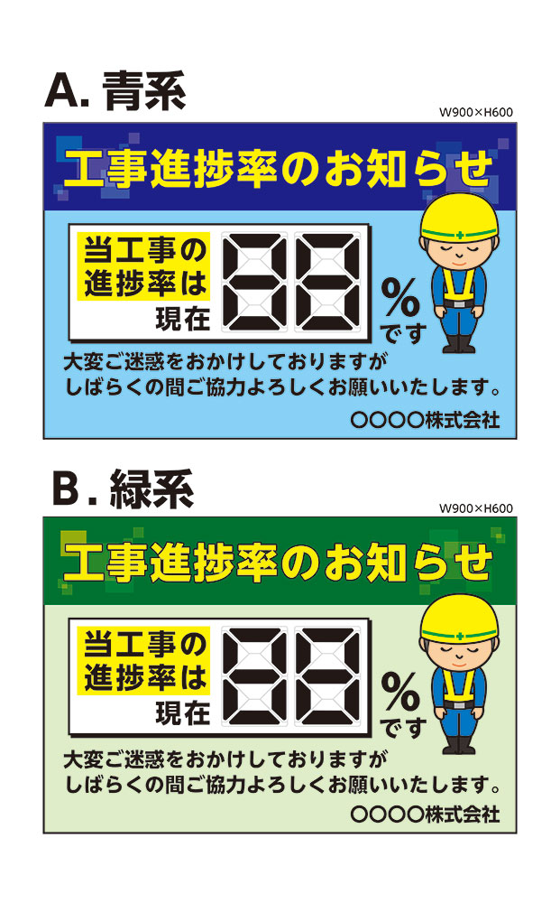 【送料無料】工事進捗表示看板 アルミ複合板看板 マグネットデジタル数字付