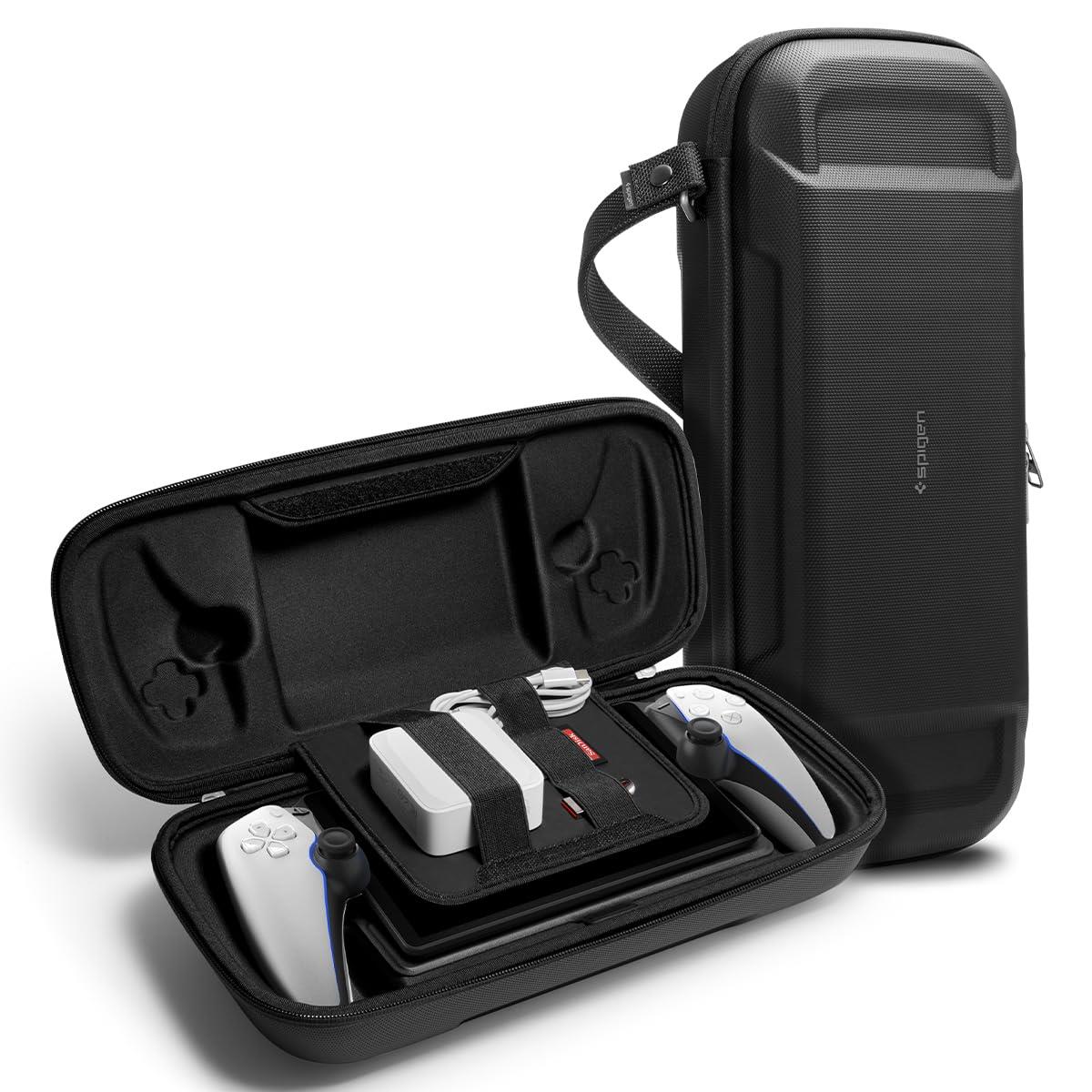 Spigen PlayStation Portal ケース リモート プレーヤー 収納バッグ 収納ケース 保護カバー ハードシェル トラベル キャリング ケース AFA07236 (ブラック)