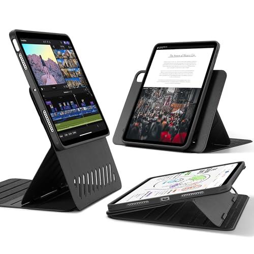 ESR iPad Air 13in 容れもの（2024）専用 取りはらい能力のあるな磁石押しかぶせる 12.9in回転させる式容れもの、縦方針/横向き照明ランプ、9座標軸の角度自然調整能力のある、Pencil Pro/USB-C物のみごとに相応う、Shiftつづき物、黒いこと パソコン・周辺機器-その他