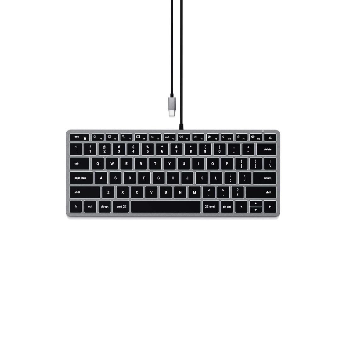 Satechi か細い W1 USB-C 有線 バックライトキーボード US割りつける (MacBook Pro, iMac, Mac Mini, iPad Pro など相応う) (1地方)