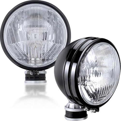 IPF ヘッドライト ASSY ハロゲン 車用 H4 ロービーム 3200K 純正色 12V用 2個セット レンズカット 6インチ ブラックボディ オフロード S-9064
