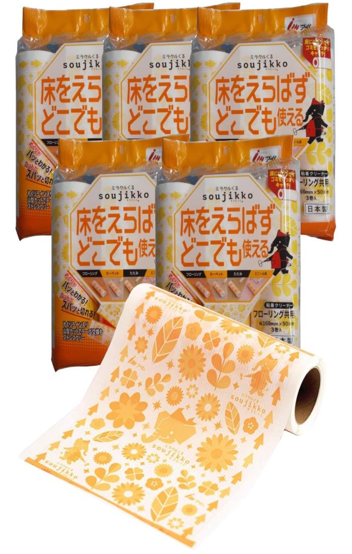アイム 粘着クリーナー ミラクルくる マルチ 50周 15本 (3本&times;5セット) フローリング 共用 そうじっこ どこでも使える 強粘着｜S4Gオンラインショップ