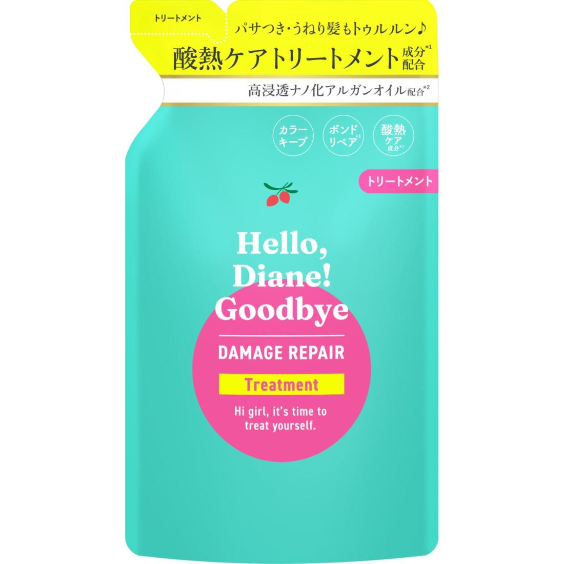 Diane(ダイアン) トリートメント 【ハイダメージうるおい補修】 詰め替え320ml [ティー&ムスクの香り] ハロー ダイアン グッバイ カラーリング ブリーチ髪 保水 ツヤ まとまり画像