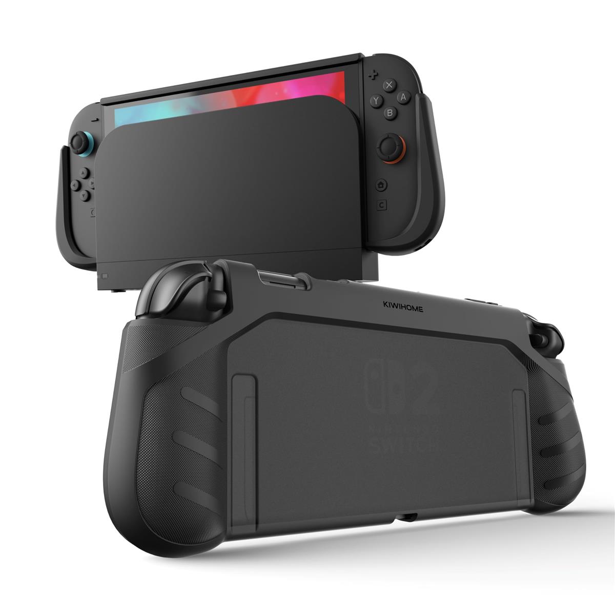 KIWIHOME Switch 2 ケース ドック対応 P2 スイッチ2 カバー グリップ 一体式設計 全面保護 滑り止め 柔らかい ソフト Switch 2 保護 カバー 背面 半透明 人間工学 握りやすい 傷防止 PC+TPU材質 着脱簡単 黄ばみなし 軽量 耐衝撃 スイッち2 アクセサリー すイッチ2 モデル 対画像