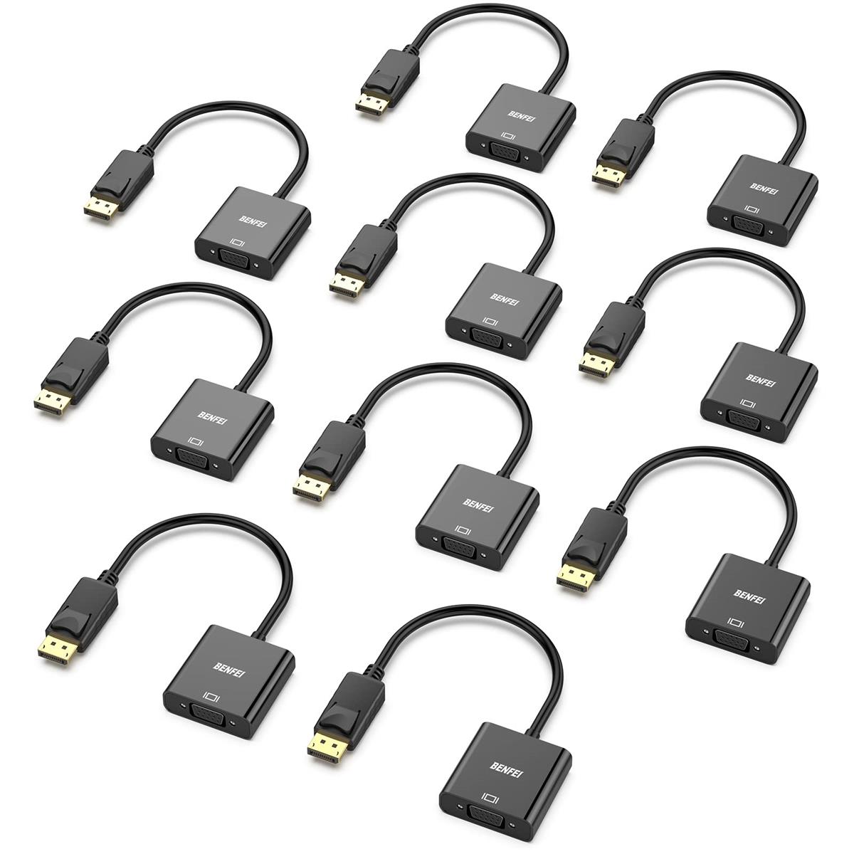 BENFEI 10個 DisplayPort-VGA(D-SUB)取り替えっこアダプター displayPort 取り替えっこ (雄から刃針、逆道のりに非相応う) 1080p盛りだくさん固定ディスク 電子計算機、事務机とっ始め、万覚え帳マイコン、パソコン、管する、映写機、高品位テレビ、Chromebook、Rokuなどに - 黒いこと(低起電力HDMIを除く)