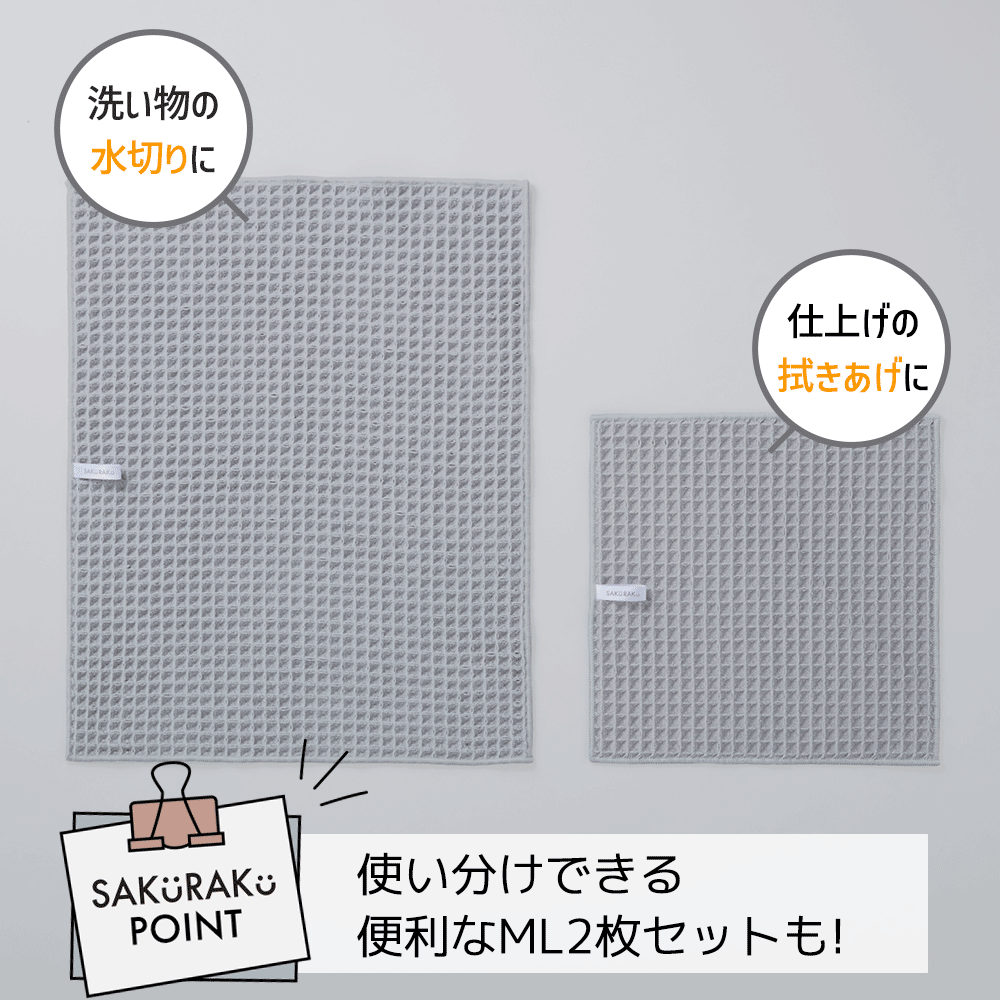 \30％OFF！6/25まで／\1100→700円／sakuraku 水切りマット ワッフル織 吸水マット 2枚 3枚 抗菌 水切り 大判