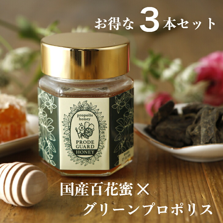 3本セット プロポリス はちみつ 国産 百花蜜 120g&times;3本 グリーンプロポリス 無添加 食べやすい まとめ買い 高級蜂蜜 毎日続けやすい propolis honey プロデガード｜さらりストア　店