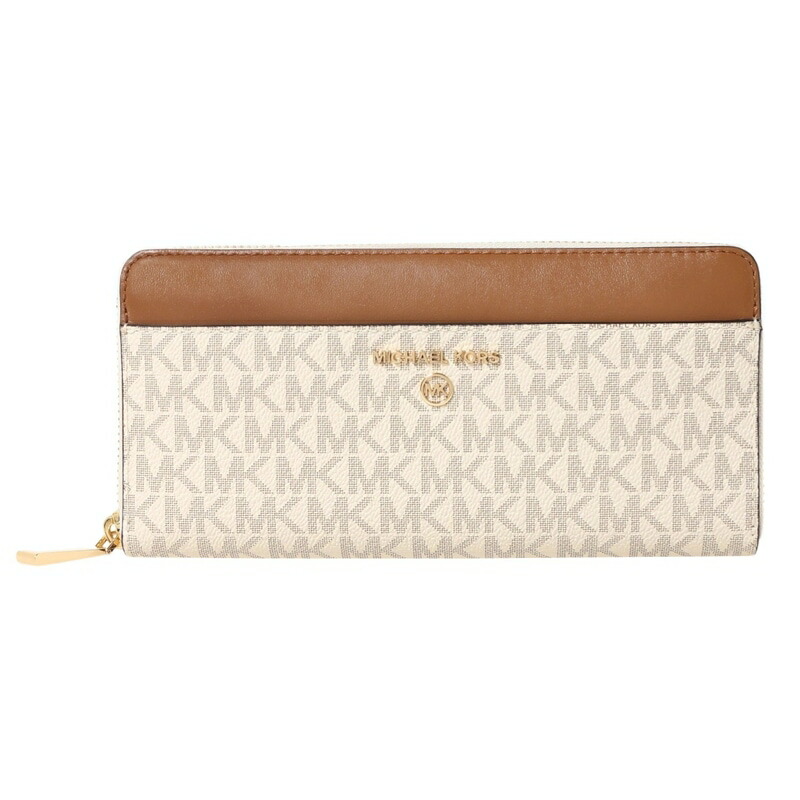 マイケル授業計画 MICHAEL KORS / ラウンドジッパー長札入札入れ #34H1GT9E8B 149 VANILLA/ACORN バッグ・小物・ブランド雑貨-財布・ケース