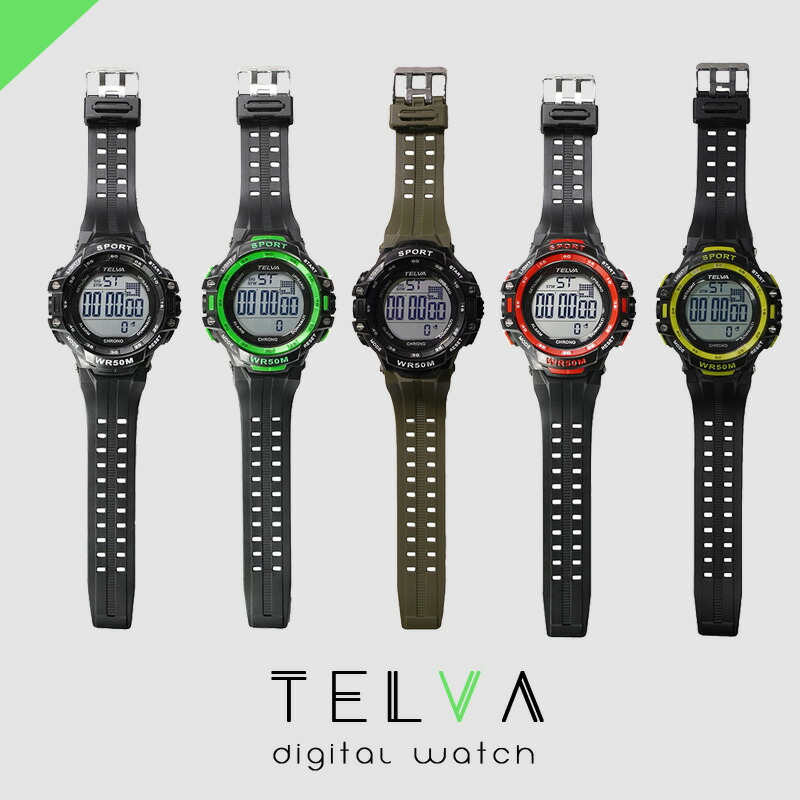 【楽天市場】【最大2000円OFFクーポン10日(金)01:59迄】クレファー 腕時計 TELVA テルバ デジタルウオッチ TE-D281 ...