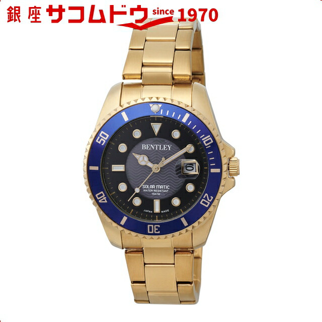 【5%OFFクーポン4月21日(火)9:59迄】BENTLEY ベントレー ソーラーウォッチ 日本製 金色 BT-AM389-BLG